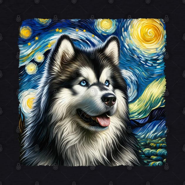 Starry Alaskan Malamute Dog Portrait - Pet Portrait by starry_night